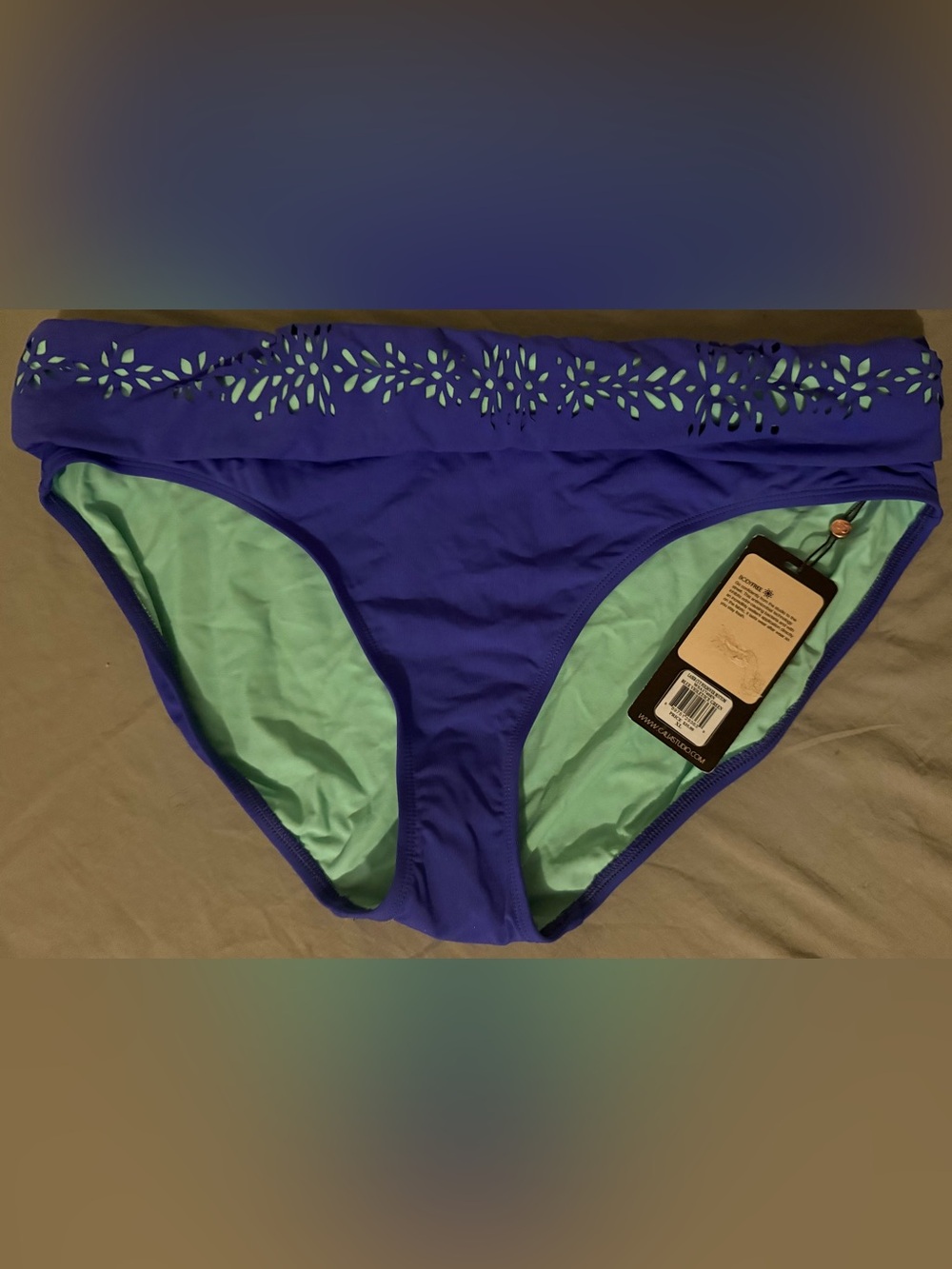 CALIA by Carrie Underwood Purple Bikini Bottom with Mint Lining